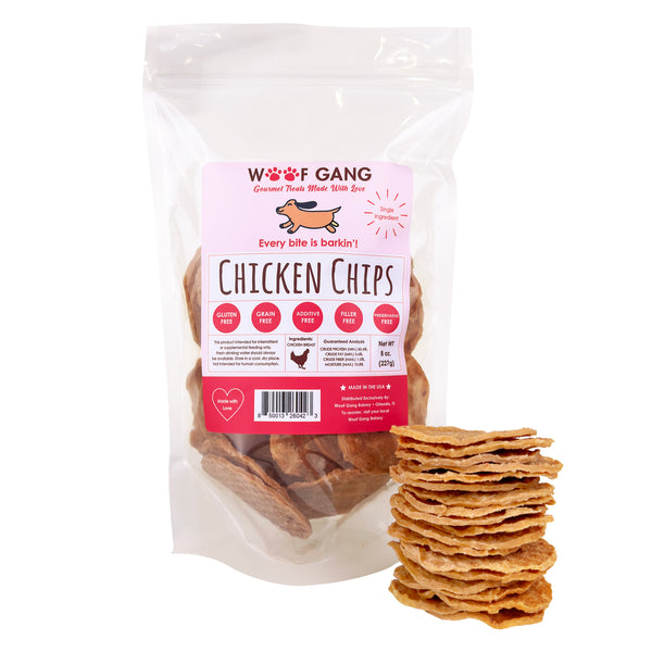 Woof Gang Chicken Chips - Case of 16 Bags - 8 oz